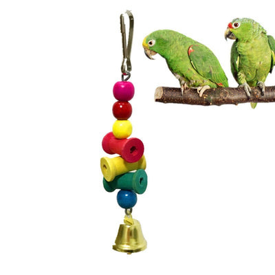 Home Pet Birds Toys Hanging Wooden Parrot Bite Chew Toys Decorative Hanging Ornament Toys with Bell For Bird Nest Bird Supplies