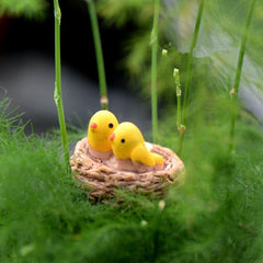 Mini nest with birds fairy garden miniatures gnomes moss terrariums resin crafts figurines for home decoration accessories DIY