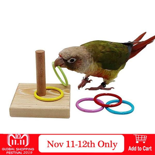 Behogar Parrot Stacking Ring Toys Set Intelligence Training Stacking Color Rings Parrot Ring Game DIY Ornament Parrot Ring Toy