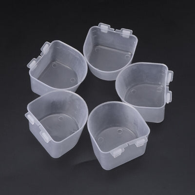 5 PCS / Set Parrot Bird Hamster Flat Bottom Feeding Cup Hanging Drinking Food Bowl Tools