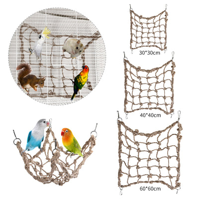 Pet Bird Climbing Net Bird Parrot Toys Hemp Rope Training Climbing Cage Toy Pet Bed Bird Cage Toy