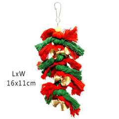 Pet Birds Parrot Swing Toys Climbing Ladder Wooden Colorful Multiple patterns optional and Chewing Hanging Rope Bell Decor