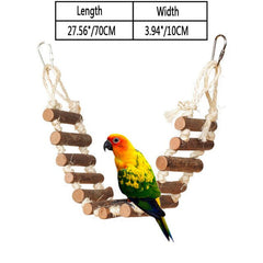 Pet Birds Parrot Swing Toys Climbing Ladder Wooden Colorful Multiple patterns optional and Chewing Hanging Rope Bell Decor