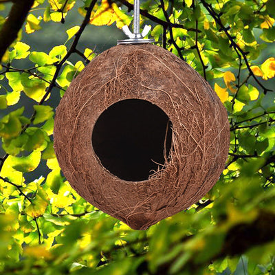Bird Cage Durable Parrot Nest Home Feeder Hamster Squirrel Decoration Warm Parakeet Coconut Shell House Natural Toys Breeding