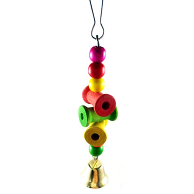 7Pcs/set Standing Swing Bird Training Bell Colorful Hanging Wooden Pet Chew Bite Parrot Toy Ball Hammock Cage Interior