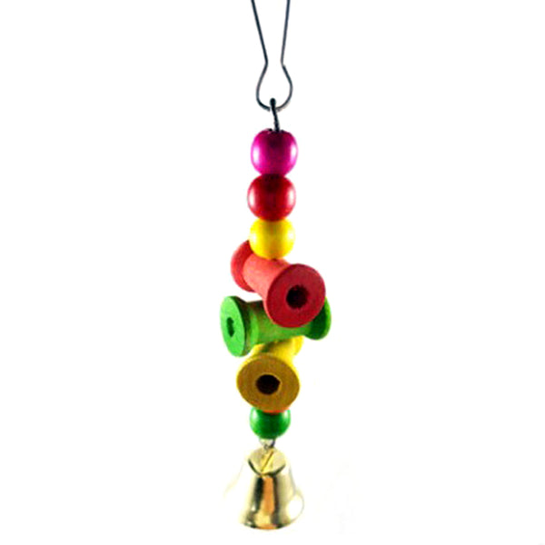 7Pcs/set Standing Swing Bird Training Bell Colorful Hanging Wooden Pet Chew Bite Parrot Toy Ball Hammock Cage Interior