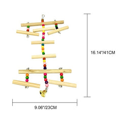 Parrots Toys Bird Swing Exercise Climbing Hanging Ladder Bridge Wooden Rainbow Pet Parrot Macaw Hammock Bird Toy With Bells