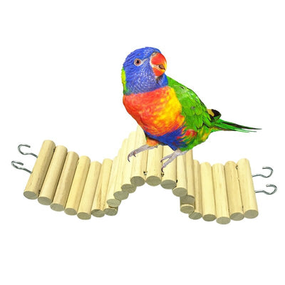 Birds Perch Parrot Play Toys Stand Holder Natural Wooden Cage Hanging Swing
