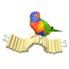 Birds Perch Parrot Play Toys Stand Holder Natural Wooden Cage Hanging Swing