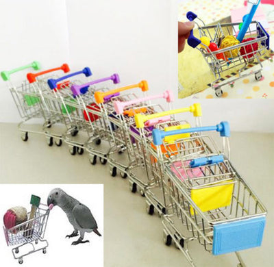 New Colorful Funny Mini Supermarket Shopping Cart Trolley Pet Bird Parrot Hamster Toy Wholesale