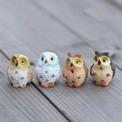 Cute Owls Animal Figurines Resin Miniatures Figurine Craft Bonsai Pots Home Fairy Garden Ornament Decoration Terrarium Decor