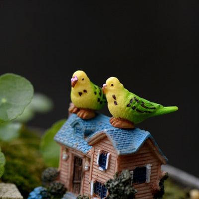 ZOCDOU 2 Pieces Poll Parrot Bird Popinjay Model Small Statue Figurine Crafts Figure Ornament Miniatures Home Car DIY Decoration