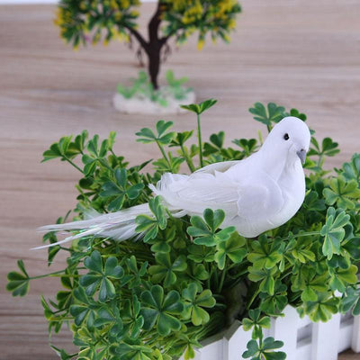 2pcs White Doves Feather Artificial Foam Lover Peace Doves Bird Home Decor Simulation Figurines Miniatures Imitation Bird Model